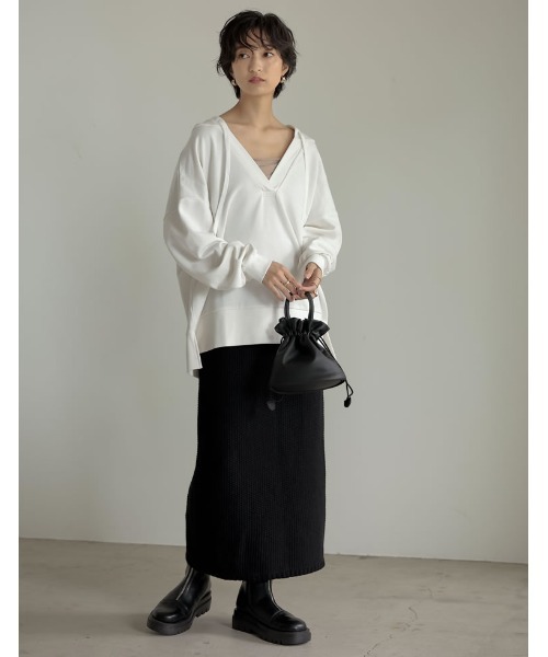 Re:EDIT(リエディ)の「スキッパースウェットパーカー(パーカー・レディース・オフホワイト/ミント/スミクロ/グレイッシュベージュ・MEDIUM/LARGE)」の6枚目の写真