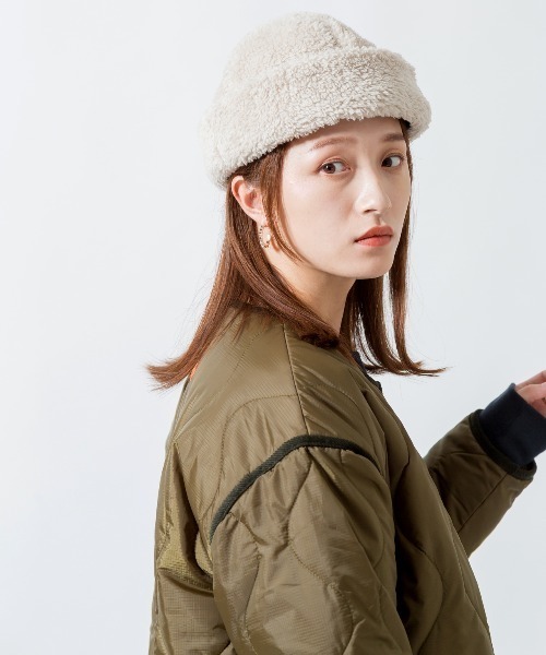 halo commodity（ハロ　コモディティー）の「[HALO COMMODITY/ハロ コモディティー] KUNA ボアフリースキャップ（ハット・レディース・モカ/ブラック/アイボリー・F）」の4枚目の写真