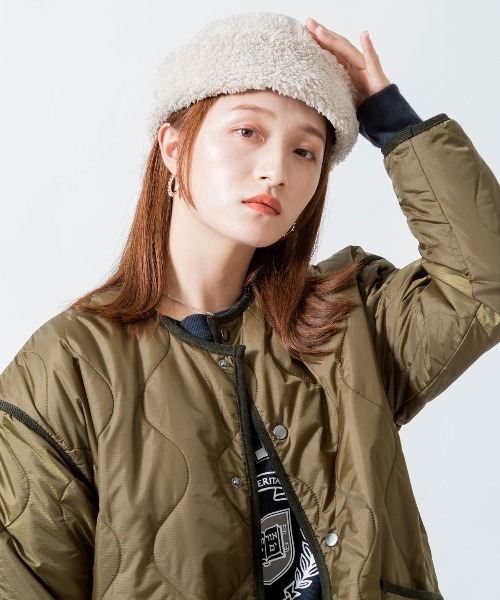 halo commodity（ハロ　コモディティー）の「[HALO COMMODITY/ハロ コモディティー] KUNA ボアフリースキャップ（ハット・レディース・モカ/ブラック/アイボリー・F）」の7枚目の写真