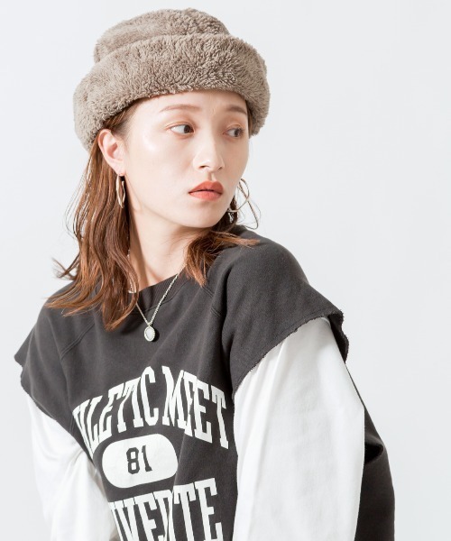 halo commodity（ハロ　コモディティー）の「[HALO COMMODITY/ハロ コモディティー] KUNA ボアフリースキャップ（ハット・レディース・モカ/ブラック/アイボリー・F）」の21枚目の写真