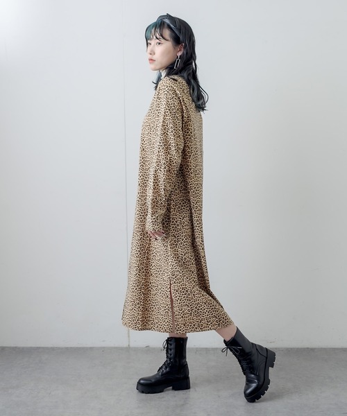 RASVOA（ラスボア）の「パターンスリットロングシャツ（シャツワンピース・レディース・ブラウン/オフホワイト・FREE）」の10枚目の写真