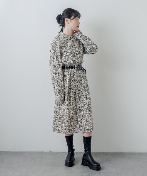 RASVOA（ラスボア）の「パターンスリットロングシャツ（シャツワンピース・レディース・ブラウン/オフホワイト・FREE）」の4枚目の写真