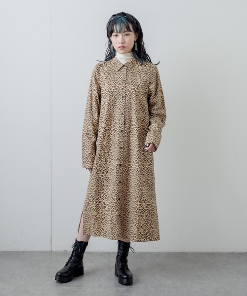 RASVOA（ラスボア）の「パターンスリットロングシャツ（シャツワンピース・レディース・ブラウン/オフホワイト・FREE）」の6枚目の写真