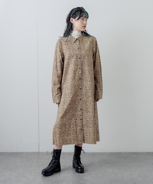 RASVOA（ラスボア）の「パターンスリットロングシャツ（シャツワンピース・レディース・ブラウン/オフホワイト・FREE）」の21枚目の写真