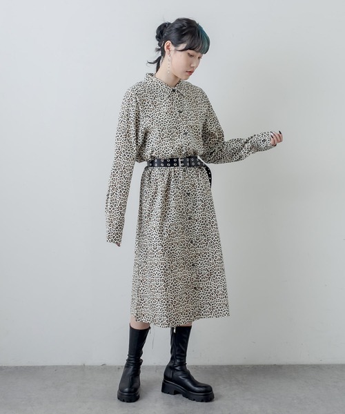 RASVOA（ラスボア）の「パターンスリットロングシャツ（シャツワンピース・レディース・ブラウン/オフホワイト・FREE）」の18枚目の写真