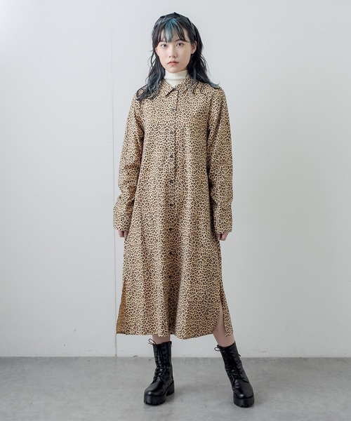 RASVOA（ラスボア）の「パターンスリットロングシャツ（シャツワンピース・レディース・ブラウン/オフホワイト・FREE）」の13枚目の写真