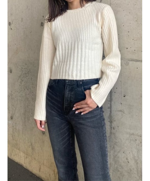 MOUSSY(マウジー)の「COMPACT RIB ニット(ニット/セーター・レディース・ブラック/カーキ/アイボリー/ライトイエロー・FREE)」の18枚目の写真
