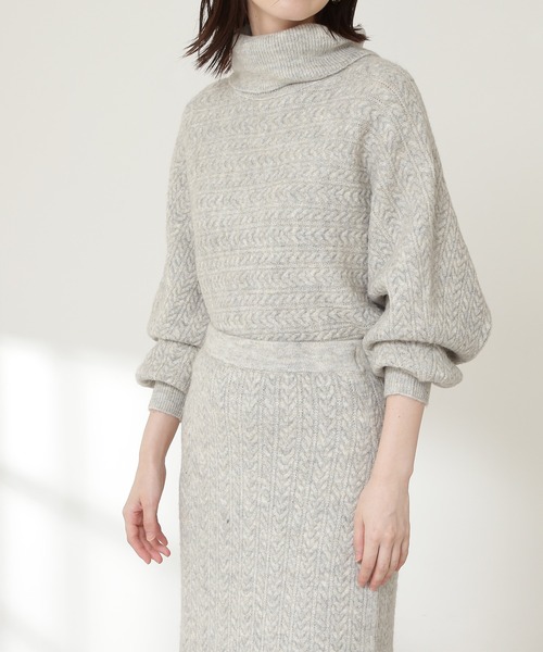 N.（N. Natural Beauty Basic）（エヌエヌナチュラルビューティーベーシック）の「◆ケーブルニットマーメイドスカートセットアップ（ワンピース・レディース・ブラウン/グレー/ブルー・MEDIUM）」の6枚目の写真