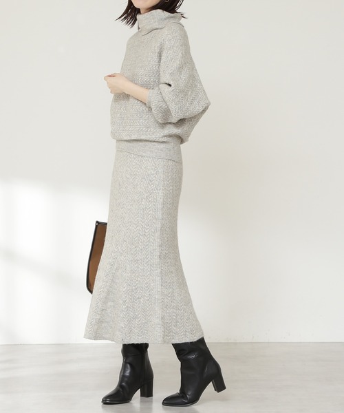 N.（N. Natural Beauty Basic）（エヌエヌナチュラルビューティーベーシック）の「◆ケーブルニットマーメイドスカートセットアップ（ワンピース・レディース・ブラウン/グレー/ブルー・MEDIUM）」の12枚目の写真