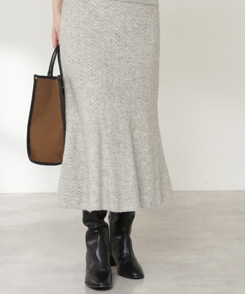 N.（N. Natural Beauty Basic）（エヌエヌナチュラルビューティーベーシック）の「◆ケーブルニットマーメイドスカートセットアップ（ワンピース・レディース・ブラウン/グレー/ブルー・MEDIUM）」の15枚目の写真