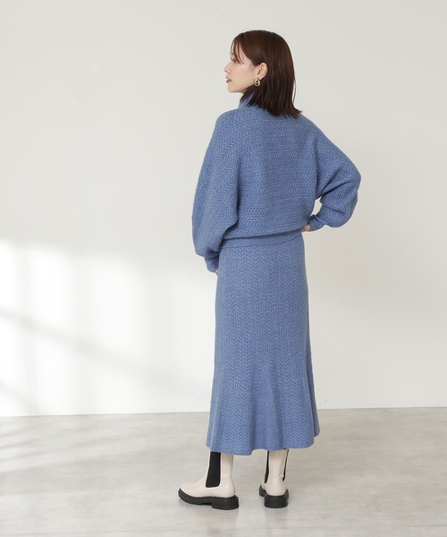 N.（N. Natural Beauty Basic）（エヌエヌナチュラルビューティーベーシック）の「◆ケーブルニットマーメイドスカートセットアップ（ワンピース・レディース・ブラウン/グレー/ブルー・MEDIUM）」の10枚目の写真