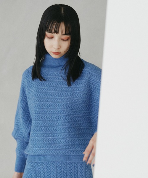 N.（N. Natural Beauty Basic）（エヌエヌナチュラルビューティーベーシック）の「◆ケーブルニットマーメイドスカートセットアップ（ワンピース・レディース・ブラウン/グレー/ブルー・MEDIUM）」の18枚目の写真