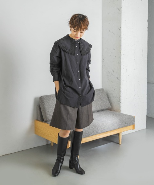 URBAN RESEARCH(アーバンリサーチ)の「ビッグカラーエンブロイダリーシャツ(シャツ/ブラウス・レディース・ブラック/オフホワイト・FREE)」の15枚目の写真