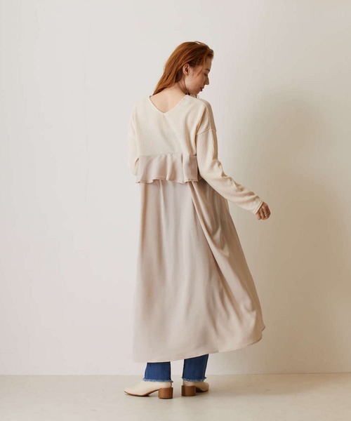 FLEUR DE KALINA（フレールドゥカリーナ）の「【FLEUR DE KALINA/ﾌﾚｰﾙ ﾄﾞｩ ｶﾘｰﾅ】 Backﾌﾘﾙﾘﾌﾞﾆｯﾄｿｰﾜﾝﾋﾟｰｽ（ワンピース・レディース・ホワイト/モカ/ブラック・FREE）」の10枚目の写真