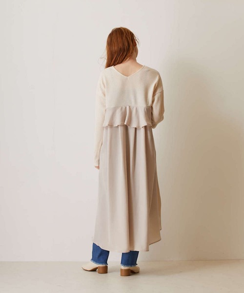FLEUR DE KALINA（フレールドゥカリーナ）の「【FLEUR DE KALINA/ﾌﾚｰﾙ ﾄﾞｩ ｶﾘｰﾅ】 Backﾌﾘﾙﾘﾌﾞﾆｯﾄｿｰﾜﾝﾋﾟｰｽ（ワンピース・レディース・ホワイト/モカ/ブラック・FREE）」の11枚目の写真