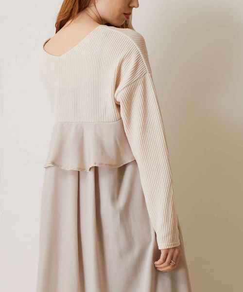 FLEUR DE KALINA（フレールドゥカリーナ）の「【FLEUR DE KALINA/ﾌﾚｰﾙ ﾄﾞｩ ｶﾘｰﾅ】 Backﾌﾘﾙﾘﾌﾞﾆｯﾄｿｰﾜﾝﾋﾟｰｽ（ワンピース・レディース・ホワイト/モカ/ブラック・FREE）」の12枚目の写真
