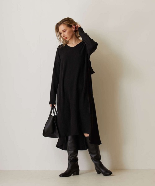 FLEUR DE KALINA（フレールドゥカリーナ）の「【FLEUR DE KALINA/ﾌﾚｰﾙ ﾄﾞｩ ｶﾘｰﾅ】 Backﾌﾘﾙﾘﾌﾞﾆｯﾄｿｰﾜﾝﾋﾟｰｽ（ワンピース・レディース・ホワイト/モカ/ブラック・FREE）」の15枚目の写真