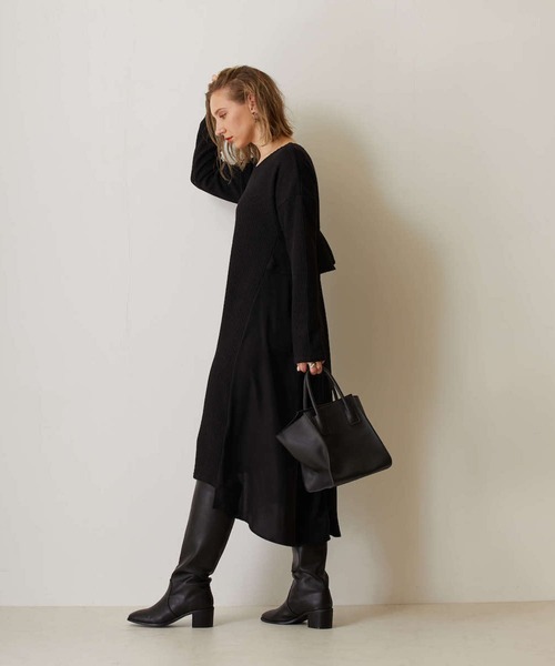FLEUR DE KALINA（フレールドゥカリーナ）の「【FLEUR DE KALINA/ﾌﾚｰﾙ ﾄﾞｩ ｶﾘｰﾅ】 Backﾌﾘﾙﾘﾌﾞﾆｯﾄｿｰﾜﾝﾋﾟｰｽ（ワンピース・レディース・ホワイト/モカ/ブラック・FREE）」の17枚目の写真