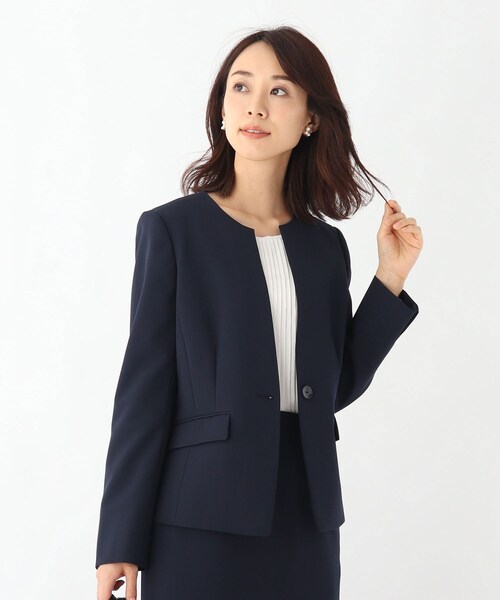 OPAQUE.CLIP(オペークドットクリップ)の「◆DELEGANT ダブルクロスキーネックジャケット【WEB限定サイズ】(スーツジャケット・レディース・ブラック/ベージュ/ネイビー・34/40/38/42/36)」の3枚目の写真