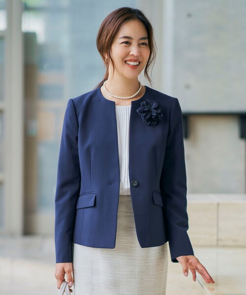 OPAQUE.CLIP(オペークドットクリップ)の「◆DELEGANT ダブルクロスキーネックジャケット【WEB限定サイズ】(スーツジャケット・レディース・ブラック/ベージュ/ネイビー・34/40/38/42/36)」の16枚目の写真