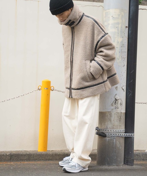 WEGO(ウィゴー)の「WEGO/フライトボアブルゾン(ブルゾン・メンズ・ベージュ/ブラック・MEDIUM/LARGE)」の18枚目の写真