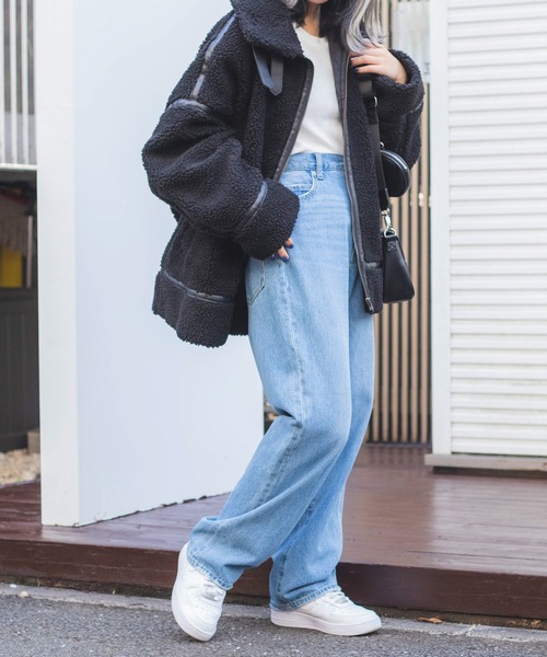 WEGO(ウィゴー)の「WEGO/フライトボアブルゾン(ブルゾン・メンズ・ベージュ/ブラック・MEDIUM/LARGE)」の11枚目の写真