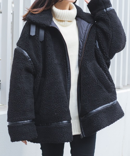 WEGO(ウィゴー)の「WEGO/フライトボアブルゾン(ブルゾン・メンズ・ベージュ/ブラック・MEDIUM/LARGE)」の16枚目の写真