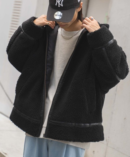 WEGO(ウィゴー)の「WEGO/フライトボアブルゾン(ブルゾン・メンズ・ベージュ/ブラック・MEDIUM/LARGE)」の17枚目の写真