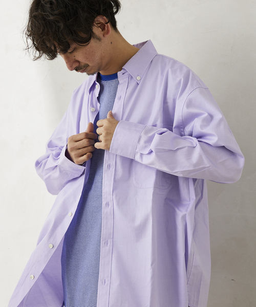 JOURNAL STANDARD relume(ジャーナルスタンダード レリューム)の「【relume SPORTS WEAR】ボタンダウン オーバーサイズ レギュラーシャツ(シャツ/ブラウス・メンズ・パープル/ブルー/グリーン・MEDIUM/LARGE)」の1枚目の写真