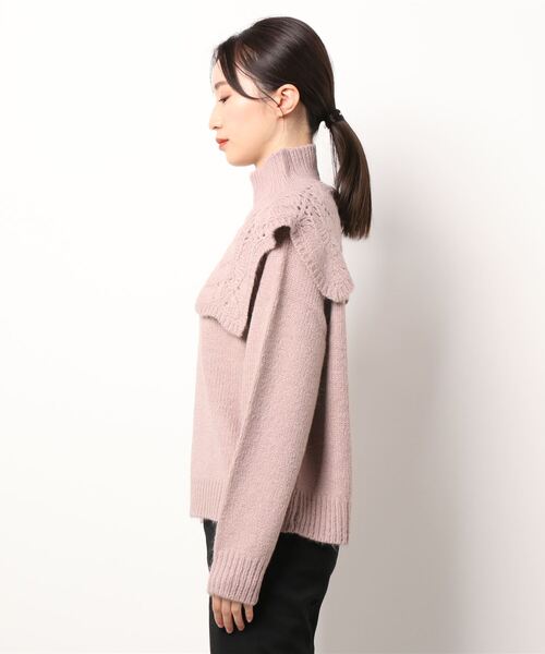 ehka sopo（エヘカソポ）の「透かし編み衿付ニット（ニット/セーター・レディース・ピンク/ミント/オフホワイト・ﾌﾘ-）」の9枚目の写真