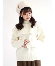 ehka sopo | 透かし編み衿付ニット(ニット/セーター)