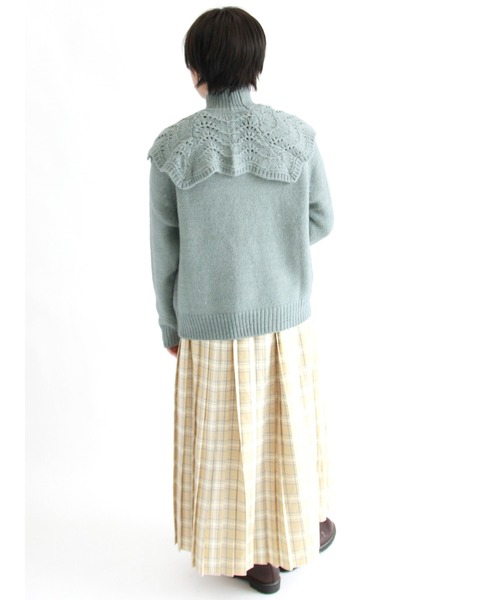 ehka sopo（エヘカソポ）の「透かし編み衿付ニット（ニット/セーター・レディース・ピンク/ミント/オフホワイト・ﾌﾘ-）」の8枚目の写真