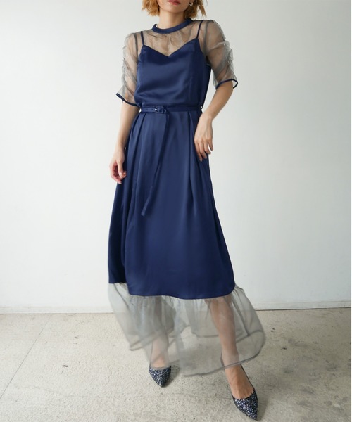 My shawty（ﾏｲｼｬｳﾃｨｰ）の「chicago satin day dress（ドレス・レディース・ブラック/ゴールド/ブルー・FREE）」の19枚目の写真