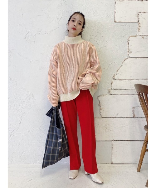 jumelle（ジュメロ）の「ストライプオーバーニット（ニット/セーター・レディース・レッド/グリーン・FREE）」の3枚目の写真