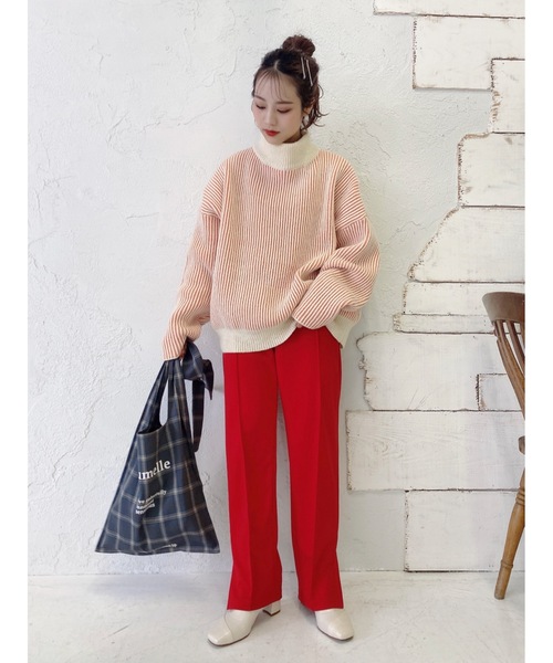 jumelle（ジュメロ）の「ストライプオーバーニット（ニット/セーター・レディース・レッド/グリーン・FREE）」の9枚目の写真