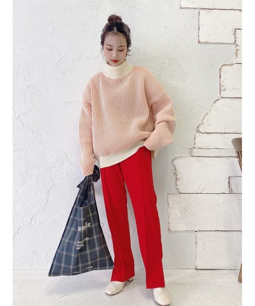 jumelle（ジュメロ）の「ストライプオーバーニット（ニット/セーター・レディース・レッド/グリーン・FREE）」の21枚目の写真