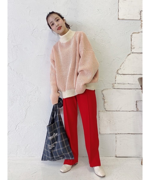 jumelle（ジュメロ）の「ストライプオーバーニット（ニット/セーター・レディース・レッド/グリーン・FREE）」の10枚目の写真