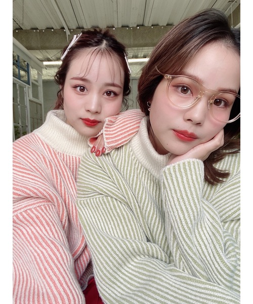 jumelle（ジュメロ）の「ストライプオーバーニット（ニット/セーター・レディース・レッド/グリーン・FREE）」の17枚目の写真