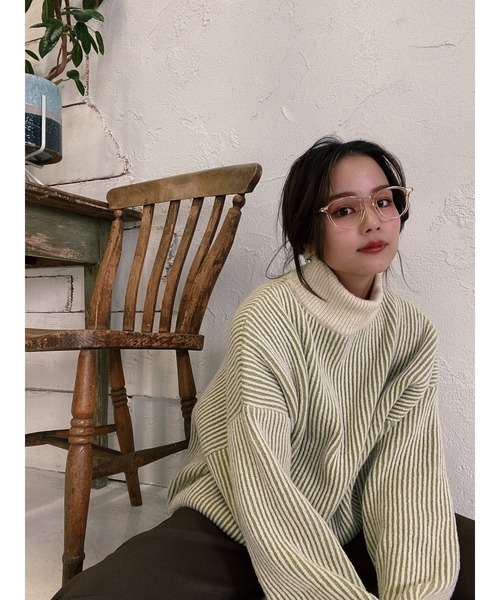 jumelle（ジュメロ）の「ストライプオーバーニット（ニット/セーター・レディース・レッド/グリーン・FREE）」の18枚目の写真