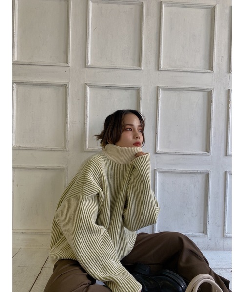 jumelle（ジュメロ）の「ストライプオーバーニット（ニット/セーター・レディース・レッド/グリーン・FREE）」の13枚目の写真