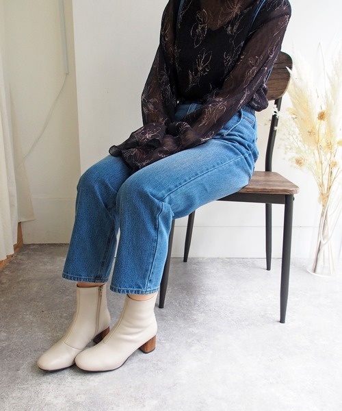 byあしながおじさん(バイアシナガオジサン)の「晴雨兼用|ウッドヒールショートブーツ -8890785(レインシューズ・レディース・ブラック/ベージュ/アイボリー・22.5cm/23.5cm/24.5cm/23.0cm/24.0cm)」の5枚目の写真