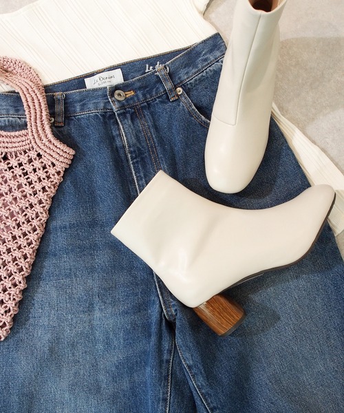 byあしながおじさん(バイアシナガオジサン)の「晴雨兼用|ウッドヒールショートブーツ -8890785(レインシューズ・レディース・ブラック/ベージュ/アイボリー・22.5cm/23.5cm/24.5cm/23.0cm/24.0cm)」の8枚目の写真