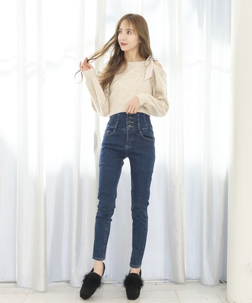 TITTY&CO.（ティティーアンドコー）の「ワンショルメローリボンニット（ニット/セーター・レディース・ピンク/アイボリー/グレー・FREE）」の13枚目の写真