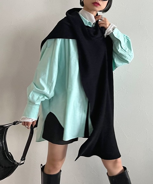 PAGEBOY（ページボーイ）の「CORE / ジレストール（ストール/ショール・レディース・ブラック/オフホワイト/イエロー・FREE）」の2枚目の写真