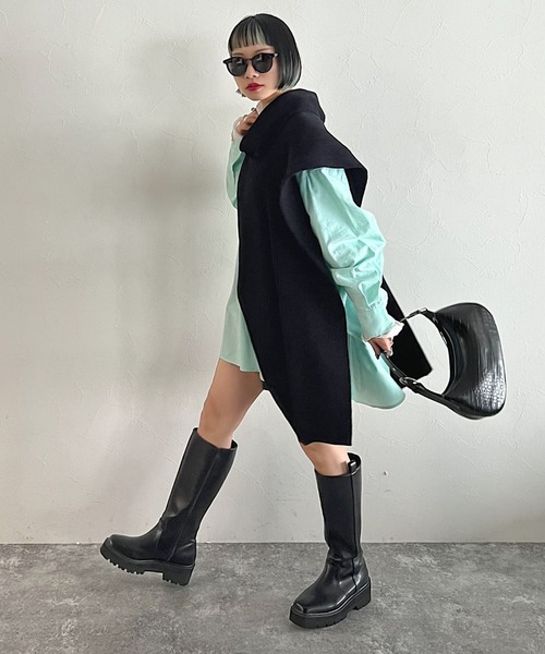 PAGEBOY（ページボーイ）の「CORE / ジレストール（ストール/ショール・レディース・ブラック/オフホワイト/イエロー・FREE）」の9枚目の写真