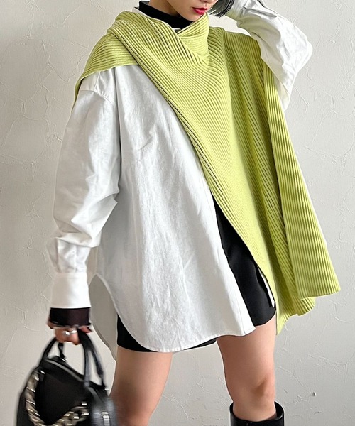 PAGEBOY（ページボーイ）の「CORE / ジレストール（ストール/ショール・レディース・ブラック/オフホワイト/イエロー・FREE）」の10枚目の写真