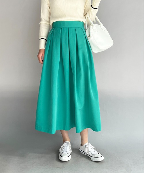 PICCIN(ピッチン)の「タックフレアスカート(スカート・レディース・ブラック/ベージュ/エメラルド・M)」の3枚目の写真
