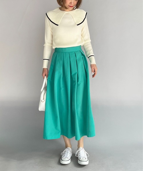 PICCIN(ピッチン)の「タックフレアスカート(スカート・レディース・ブラック/ベージュ/エメラルド・M)」の17枚目の写真