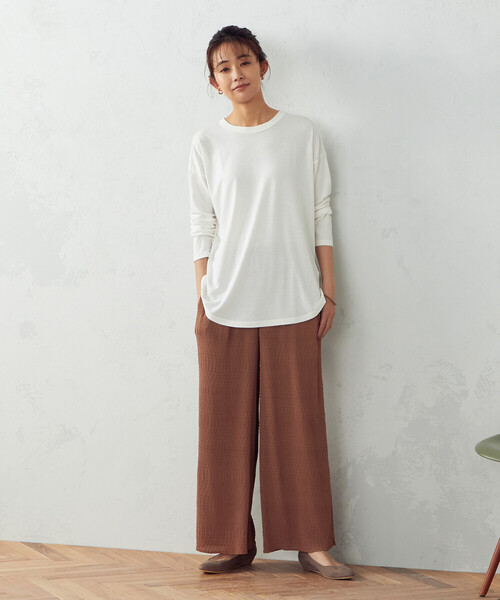 COMME CA ISM(コムサイズム)の「スリット入り 長袖Tシャツ(Tシャツ/カットソー・レディース・ホワイト/ライトグレー・MEDIUM/LARGE)」の14枚目の写真