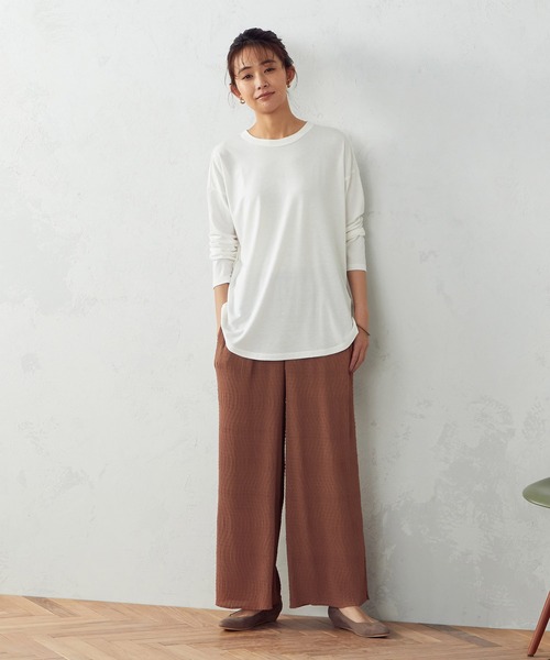 COMME CA ISM(コムサイズム)の「スリット入り 長袖Tシャツ(Tシャツ/カットソー・レディース・ホワイト/ライトグレー・MEDIUM/LARGE)」の3枚目の写真